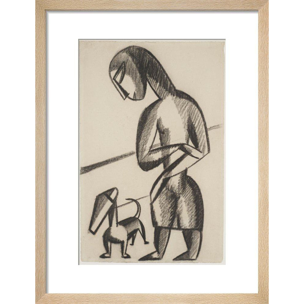 Woman and dog - Art print