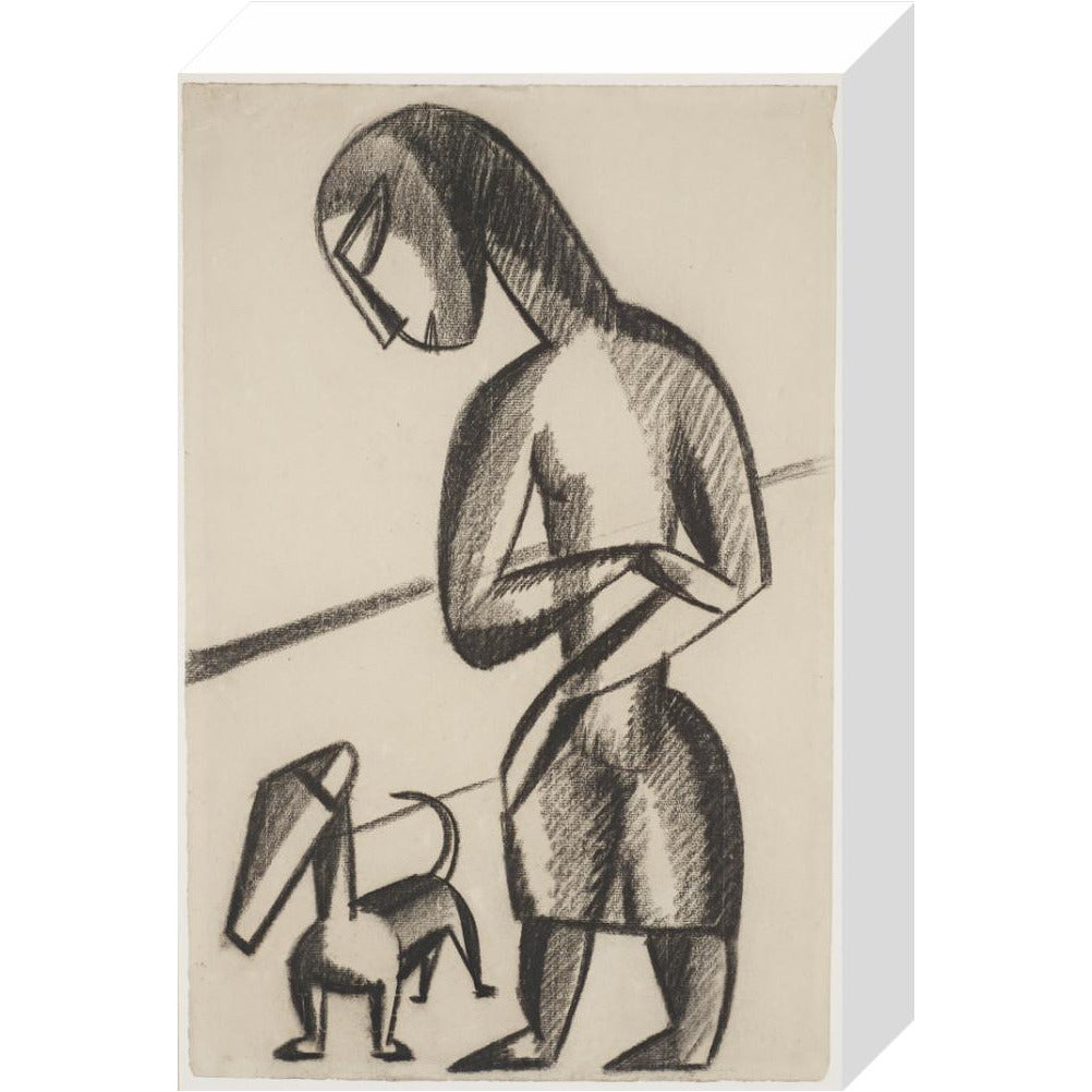 Woman and dog - Art print