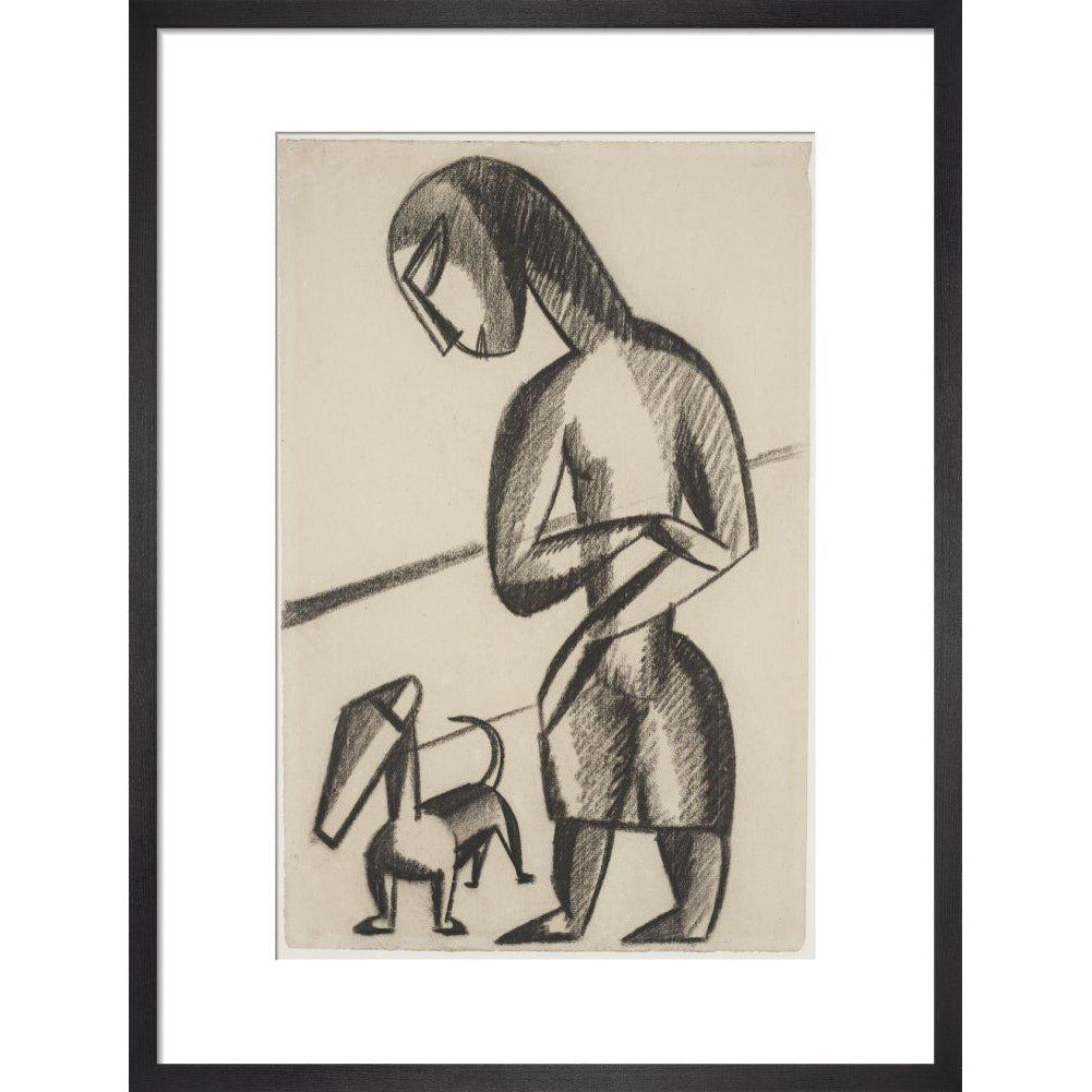 Woman and dog - Art print