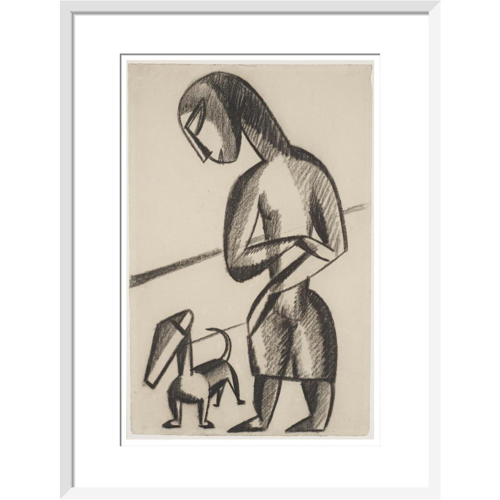 Woman and dog - Art print