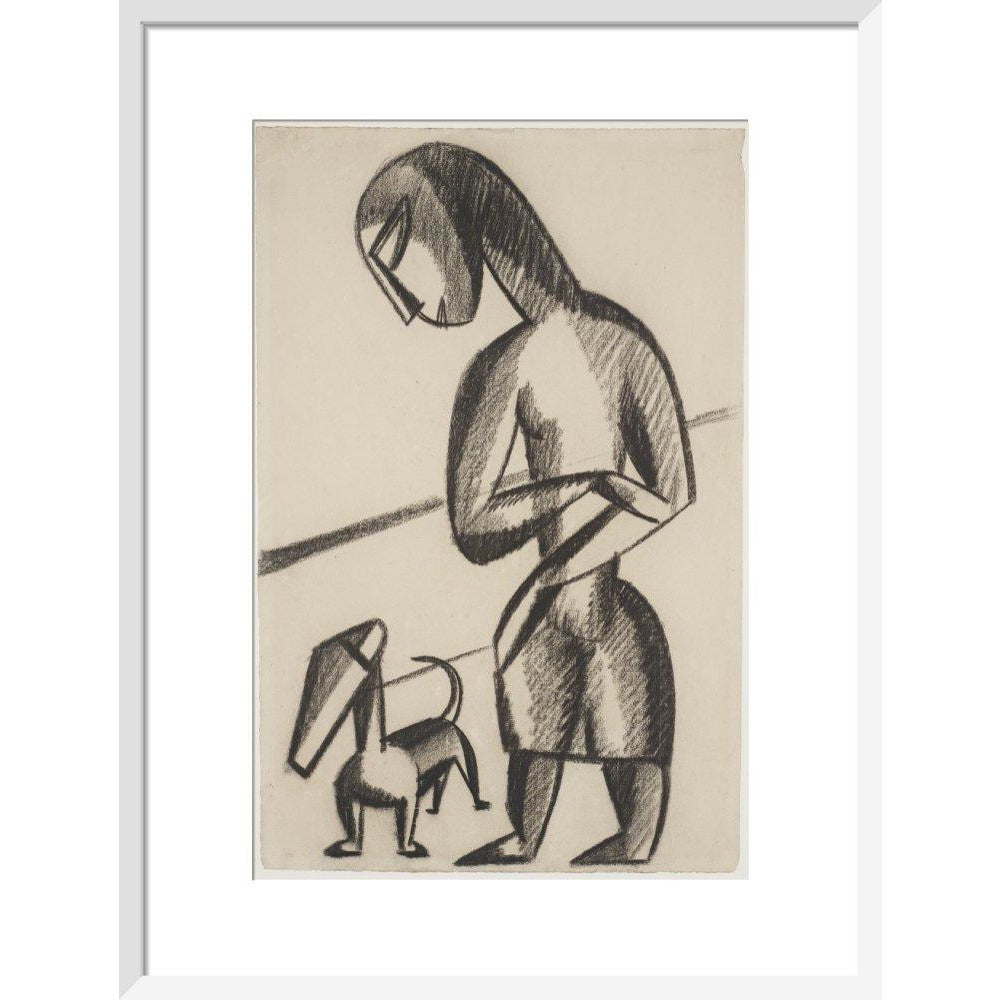 Woman and dog - Art print