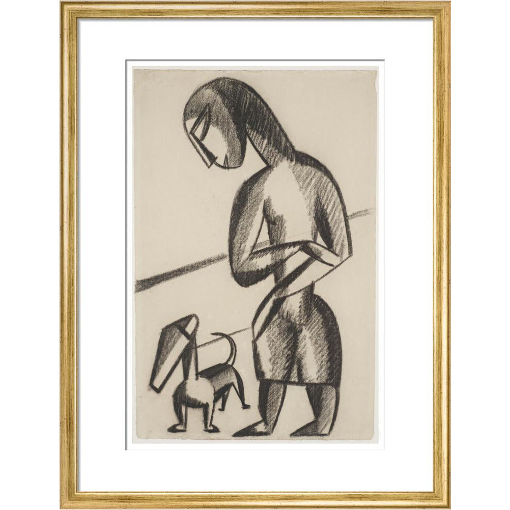 Woman and dog - Art print