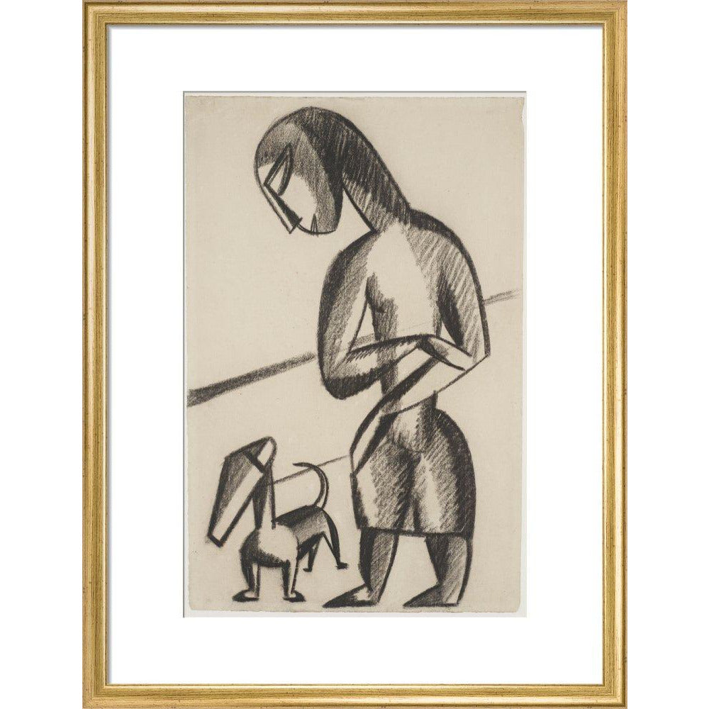 Woman and dog - Art print