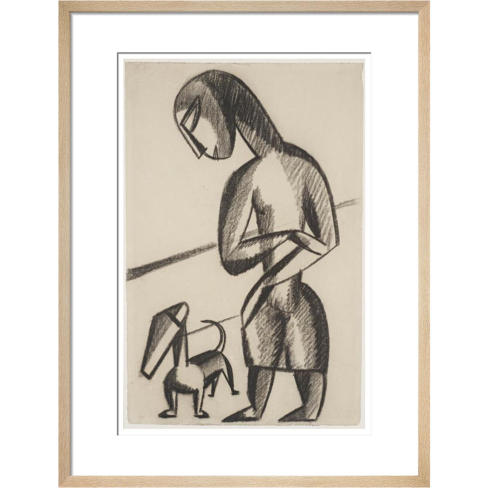Woman and dog - Art print