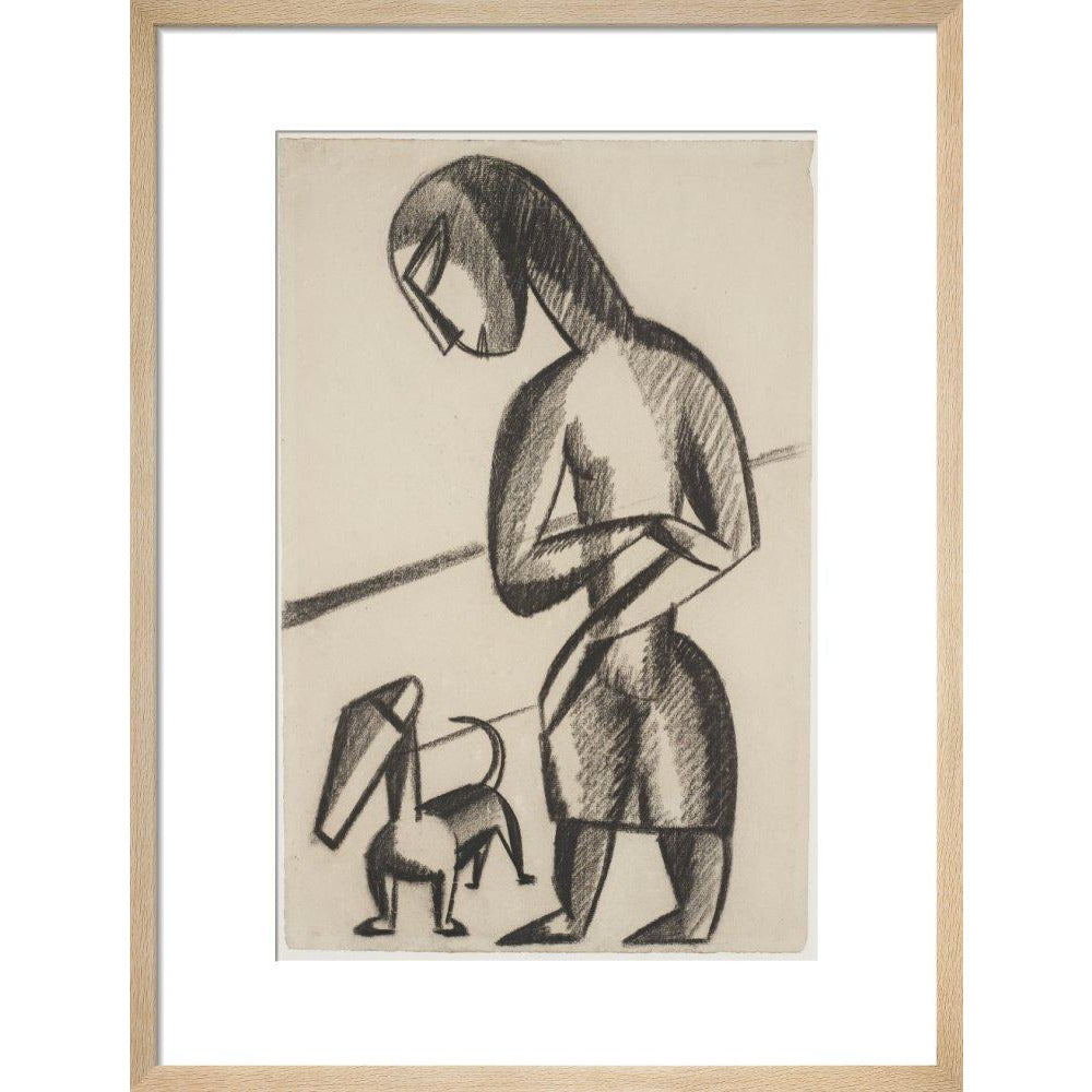 Woman and dog - Art print