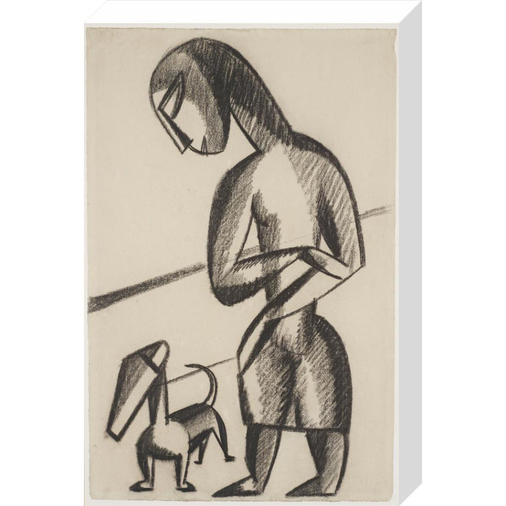Woman and dog - Art print