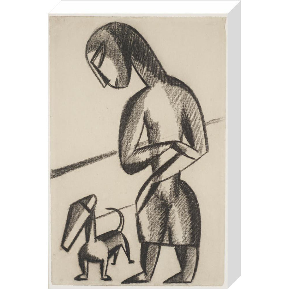 Woman and dog - Art print