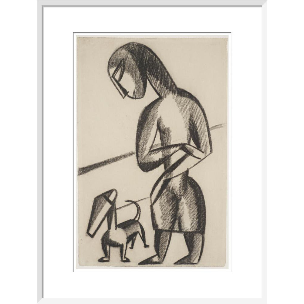 Woman and dog - Art print