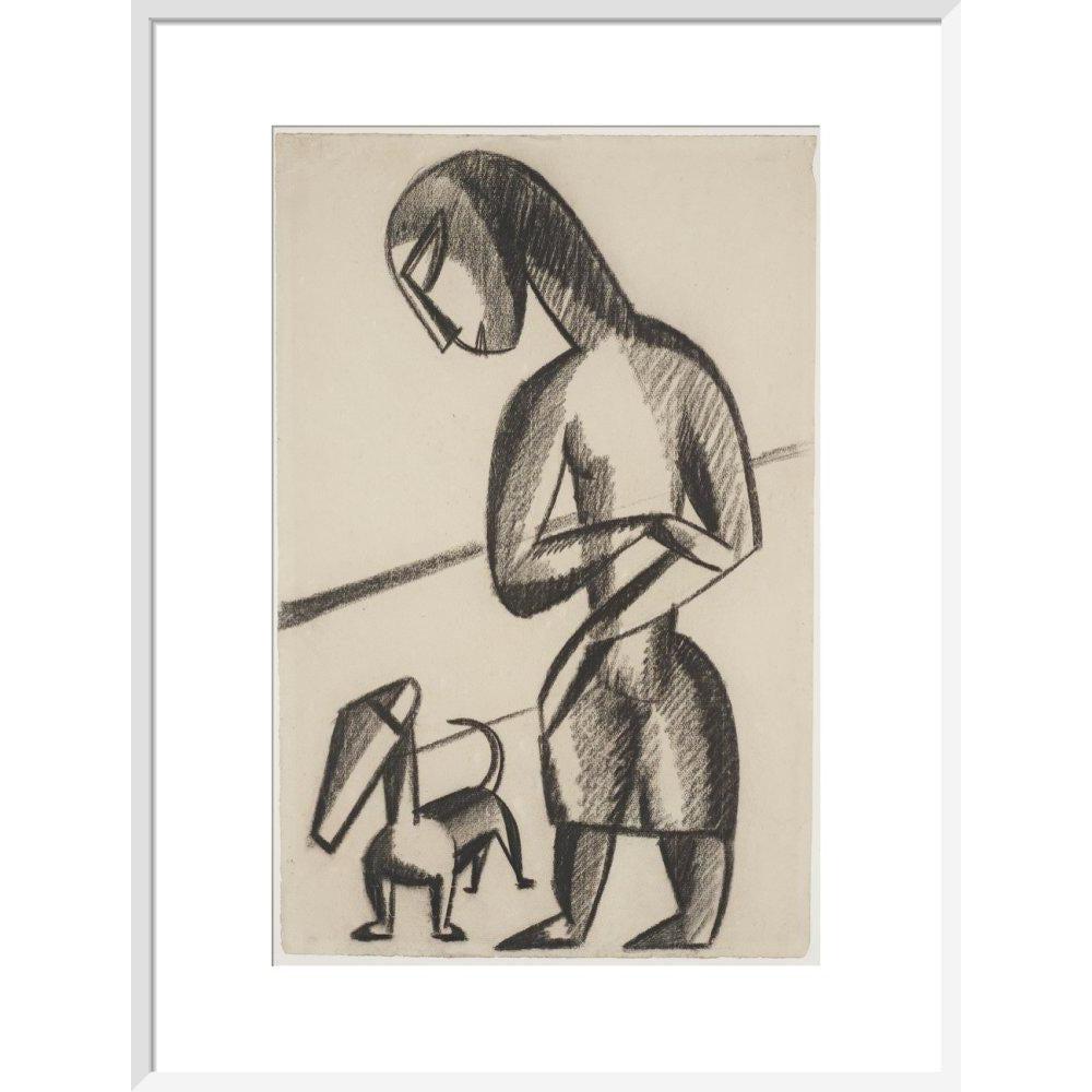 Woman and dog - Art print