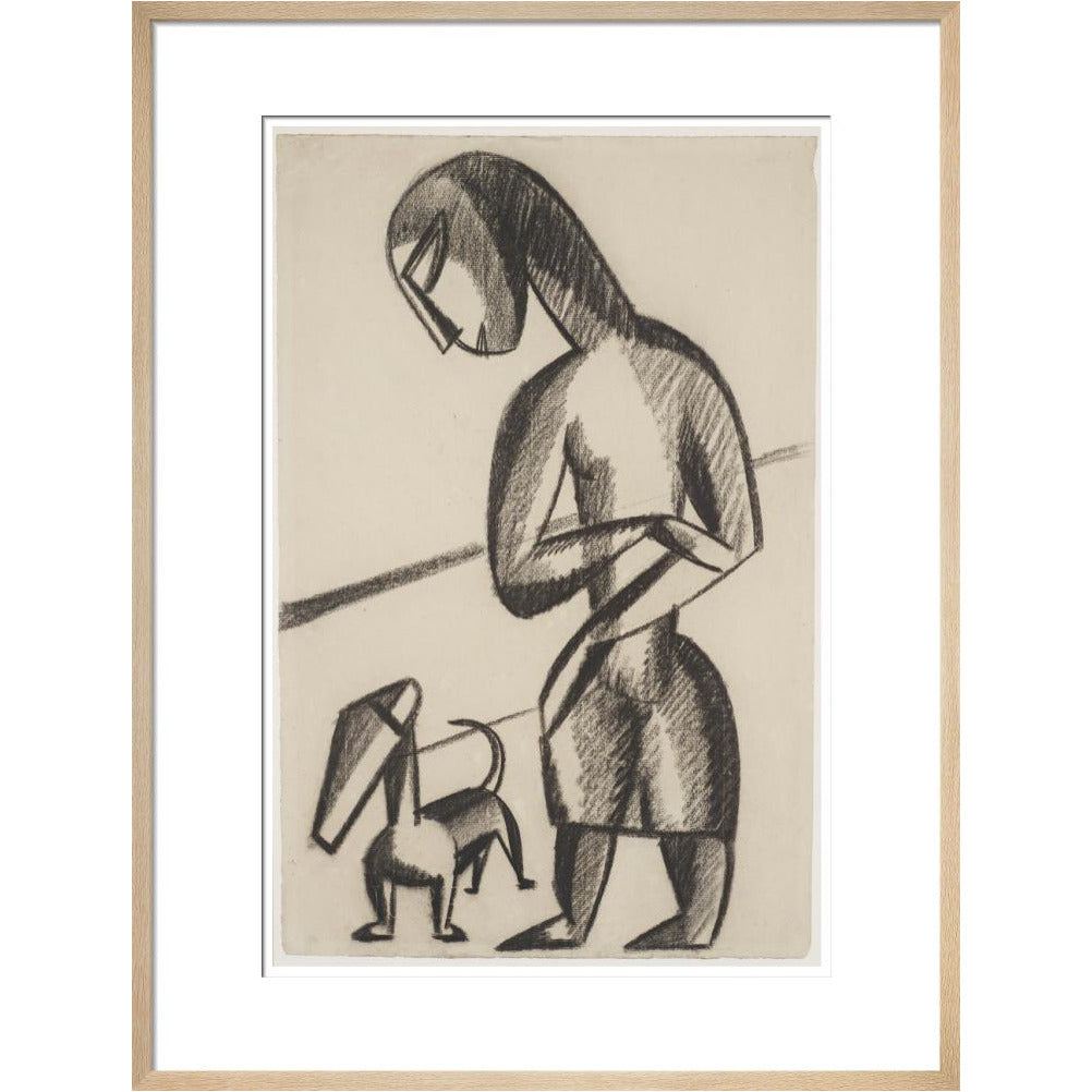 Woman and dog - Art print