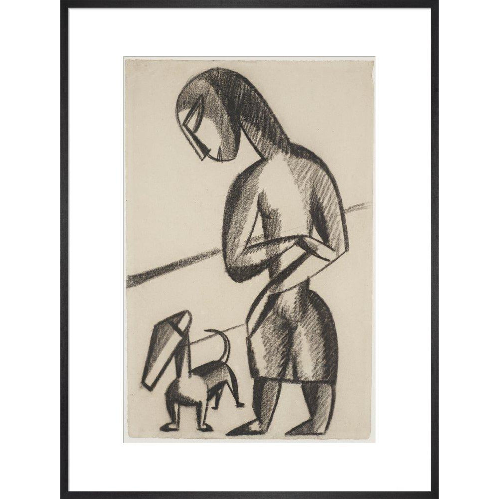 Woman and dog - Art print