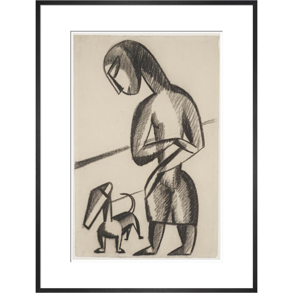 Woman and dog - Art print