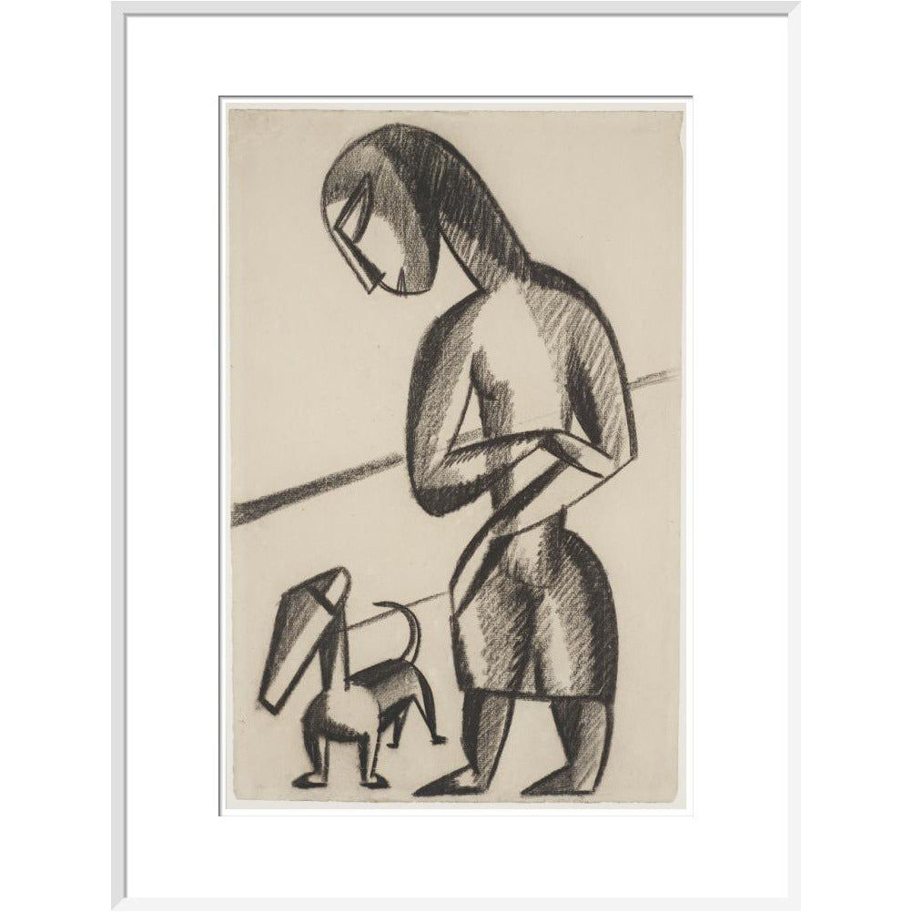Woman and dog - Art print