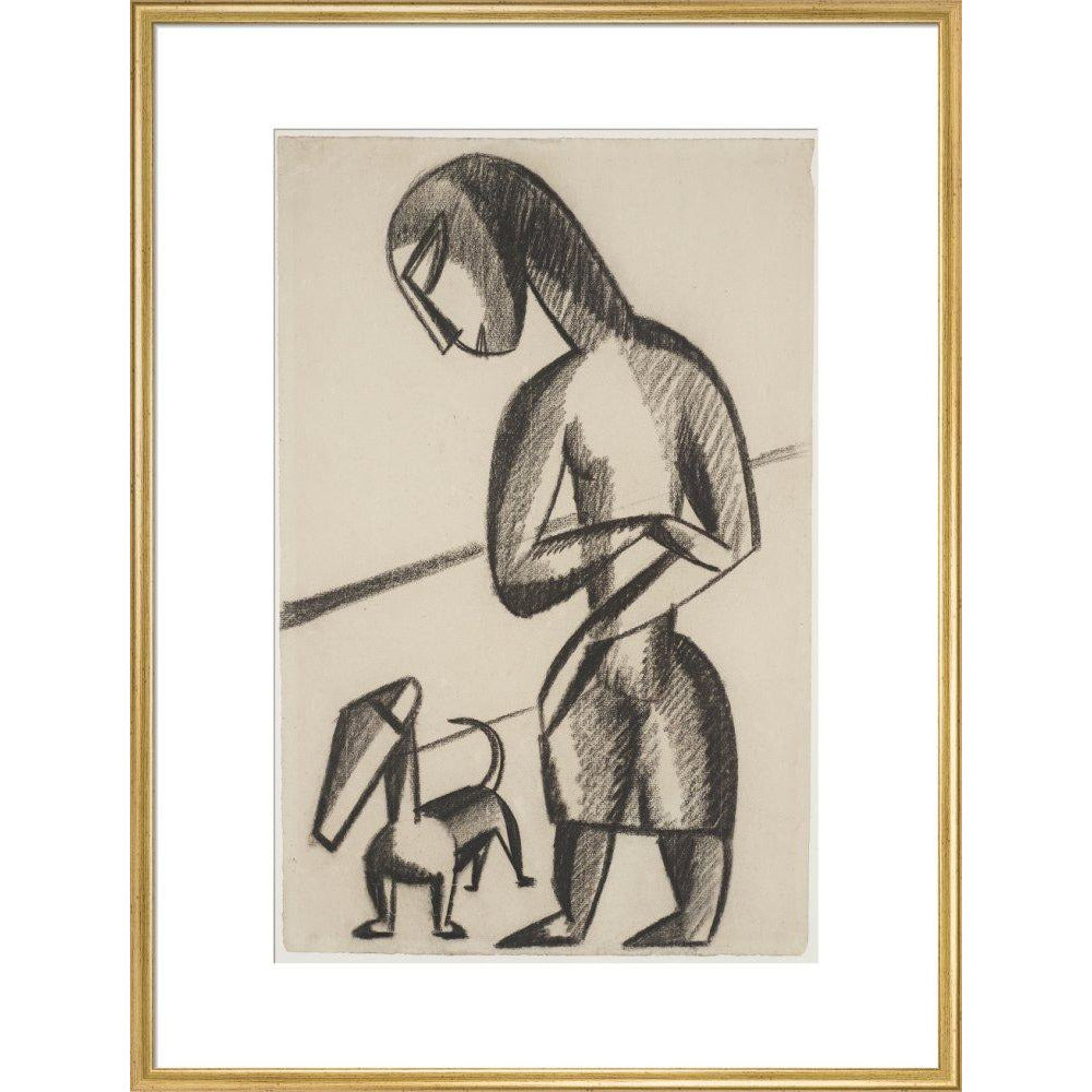 Woman and dog - Art print