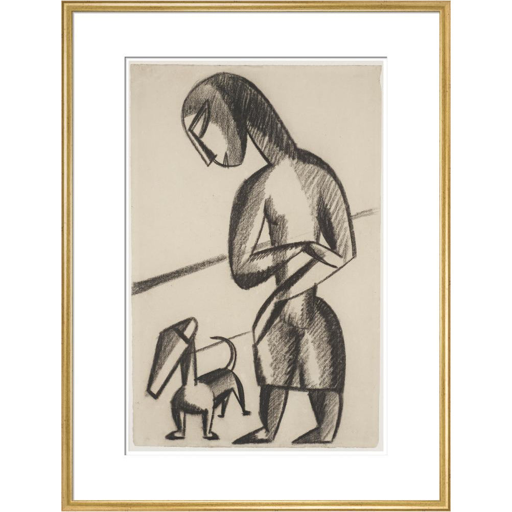 Woman and dog - Art print
