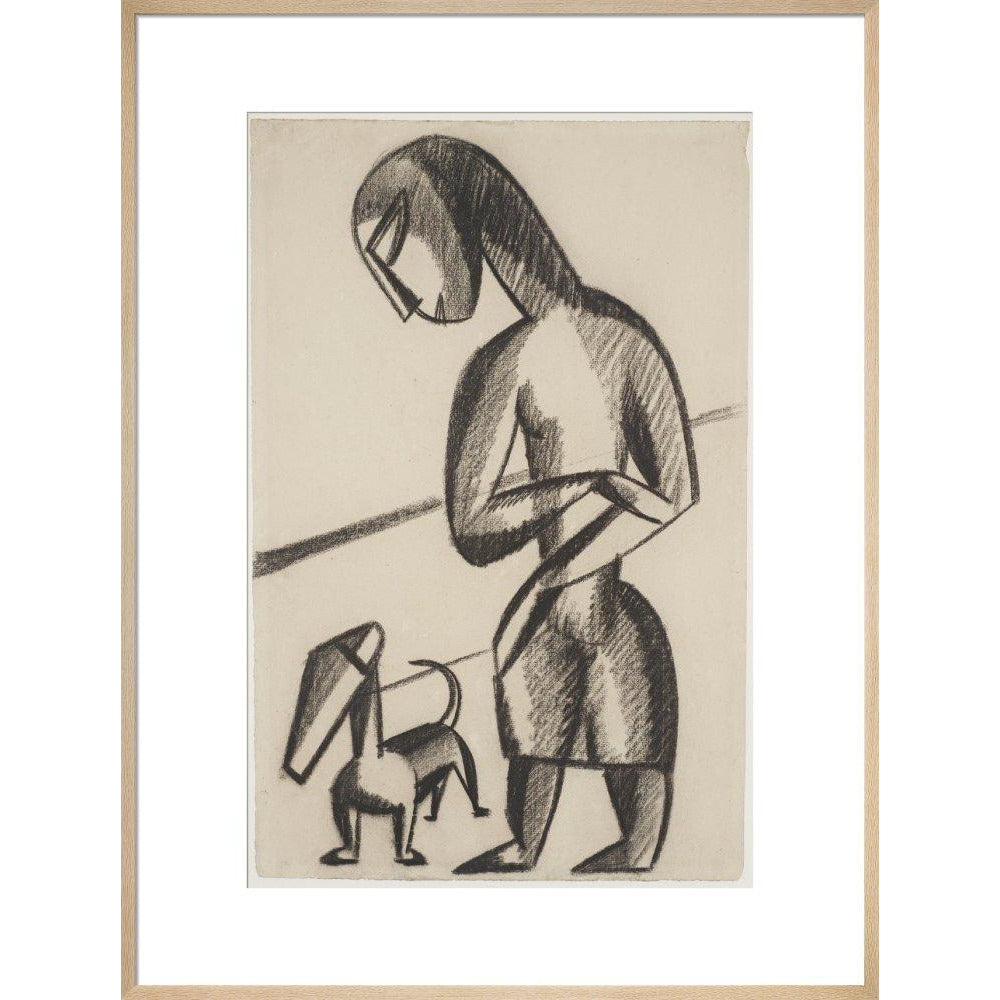 Woman and dog - Art print