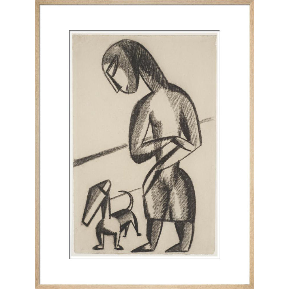 Woman and dog - Art print
