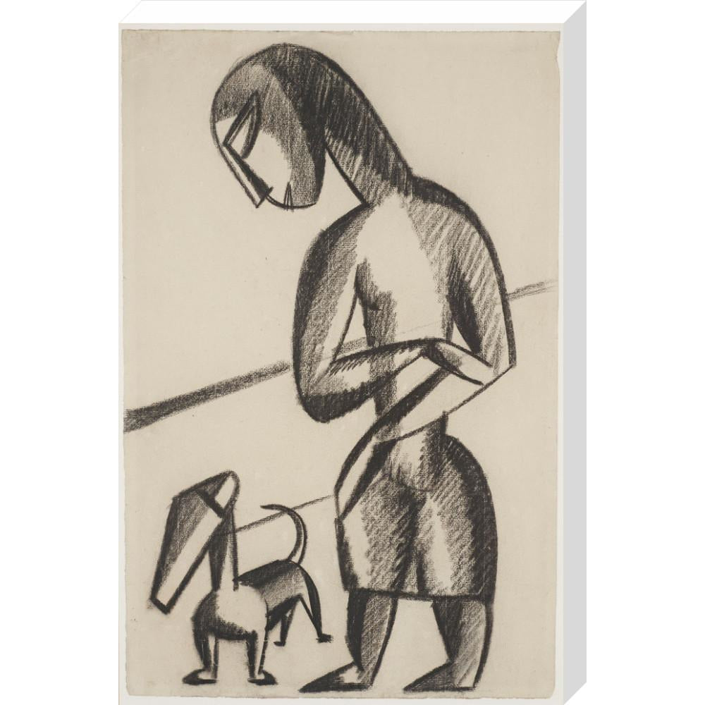 Woman and dog - Art print