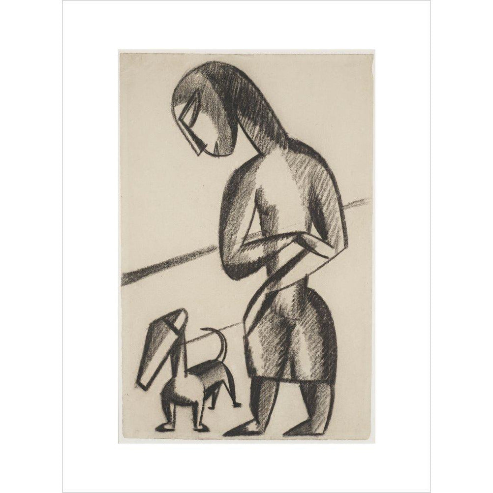 Woman and dog - Art print