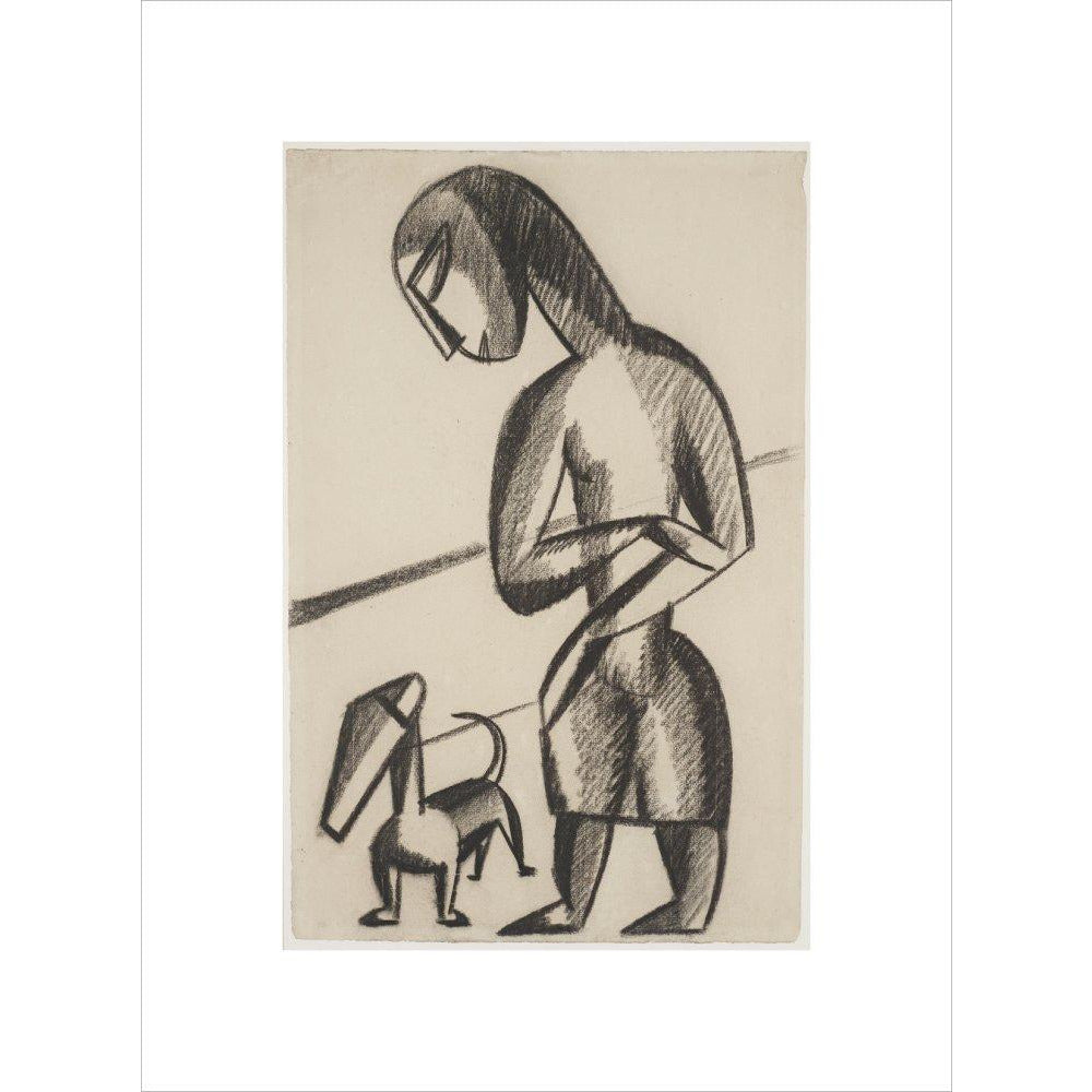 Woman and dog - Art print