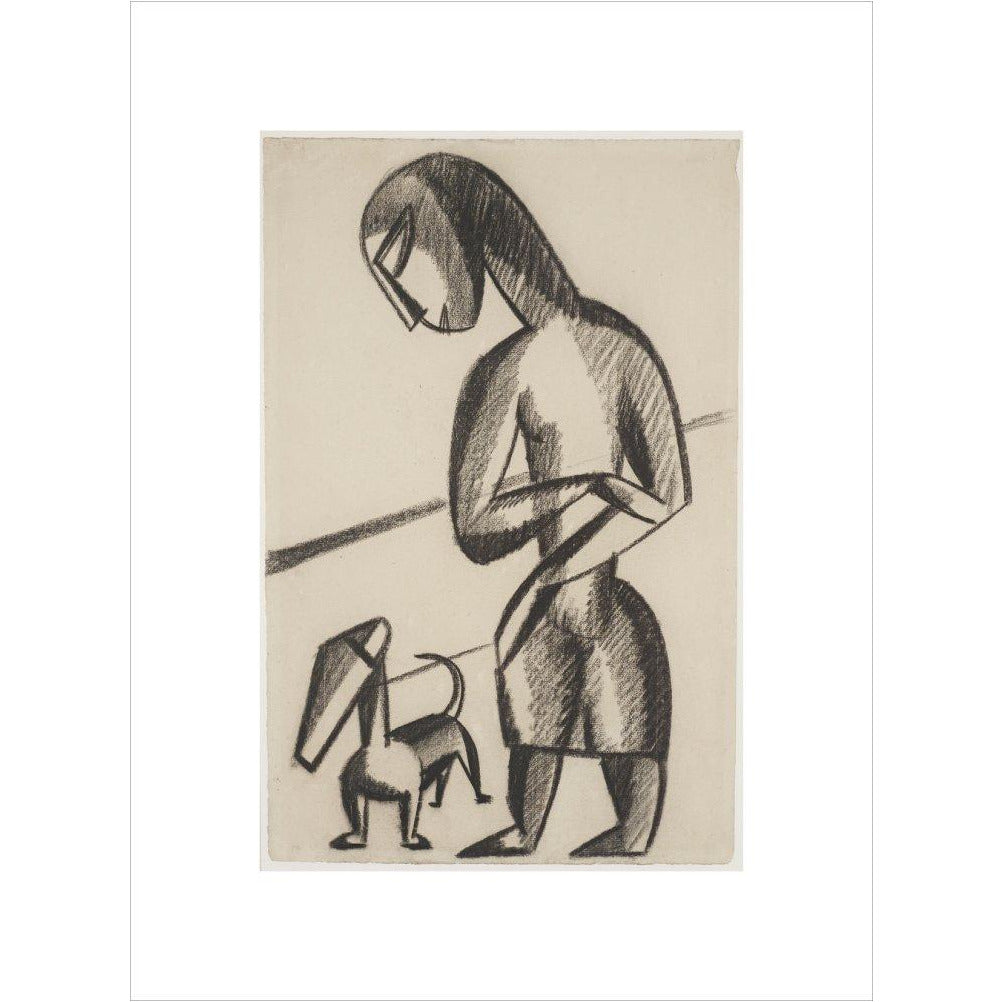 Woman and dog - Art print