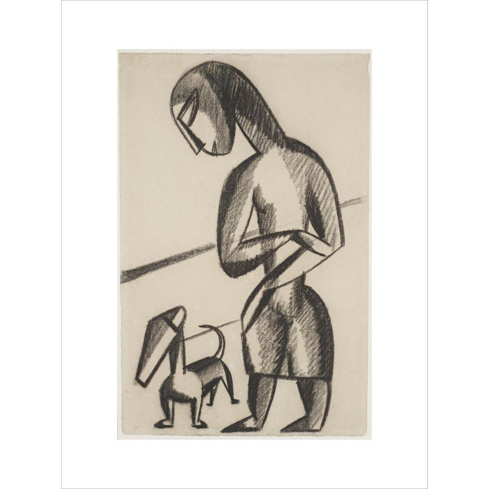 Woman and dog - Art print