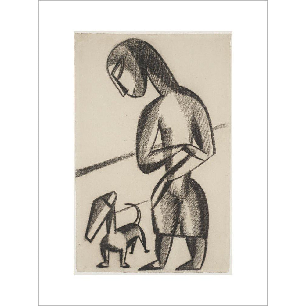 Woman and dog - Art print