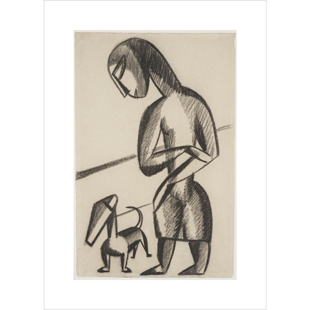 Woman and dog - Art print