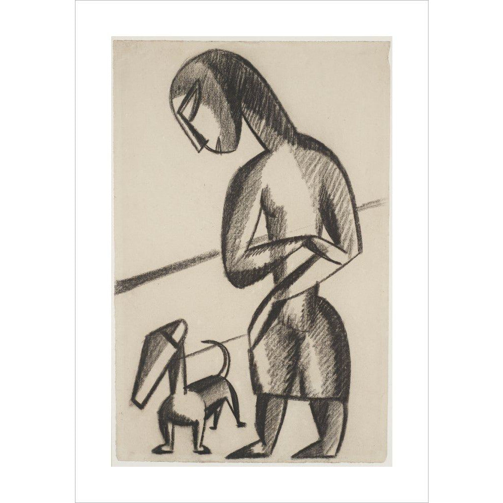 Woman and dog - Art print