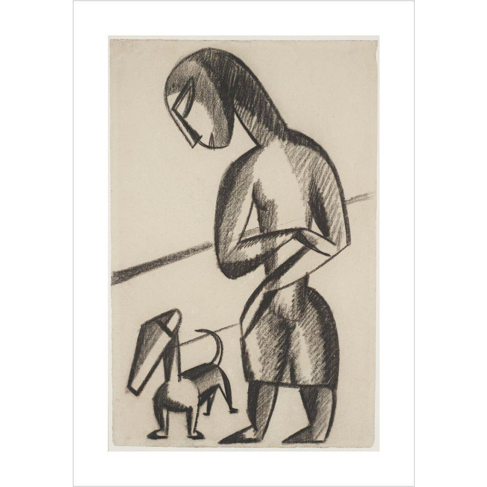 Woman and dog - Art print