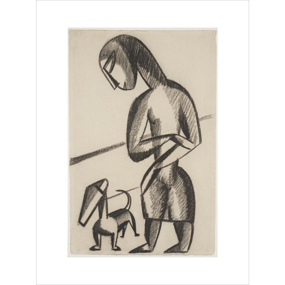 Woman and dog - Art print