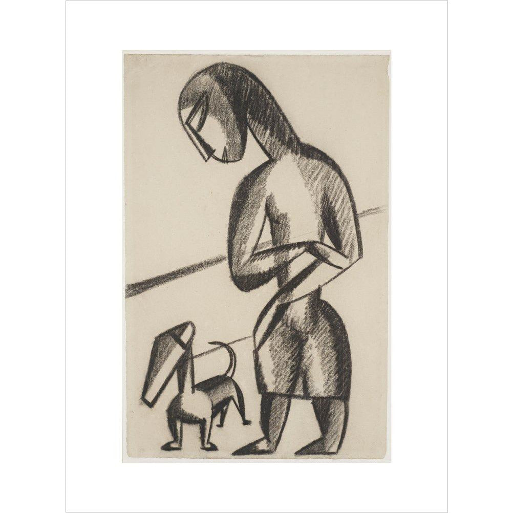 Woman and dog - Art print