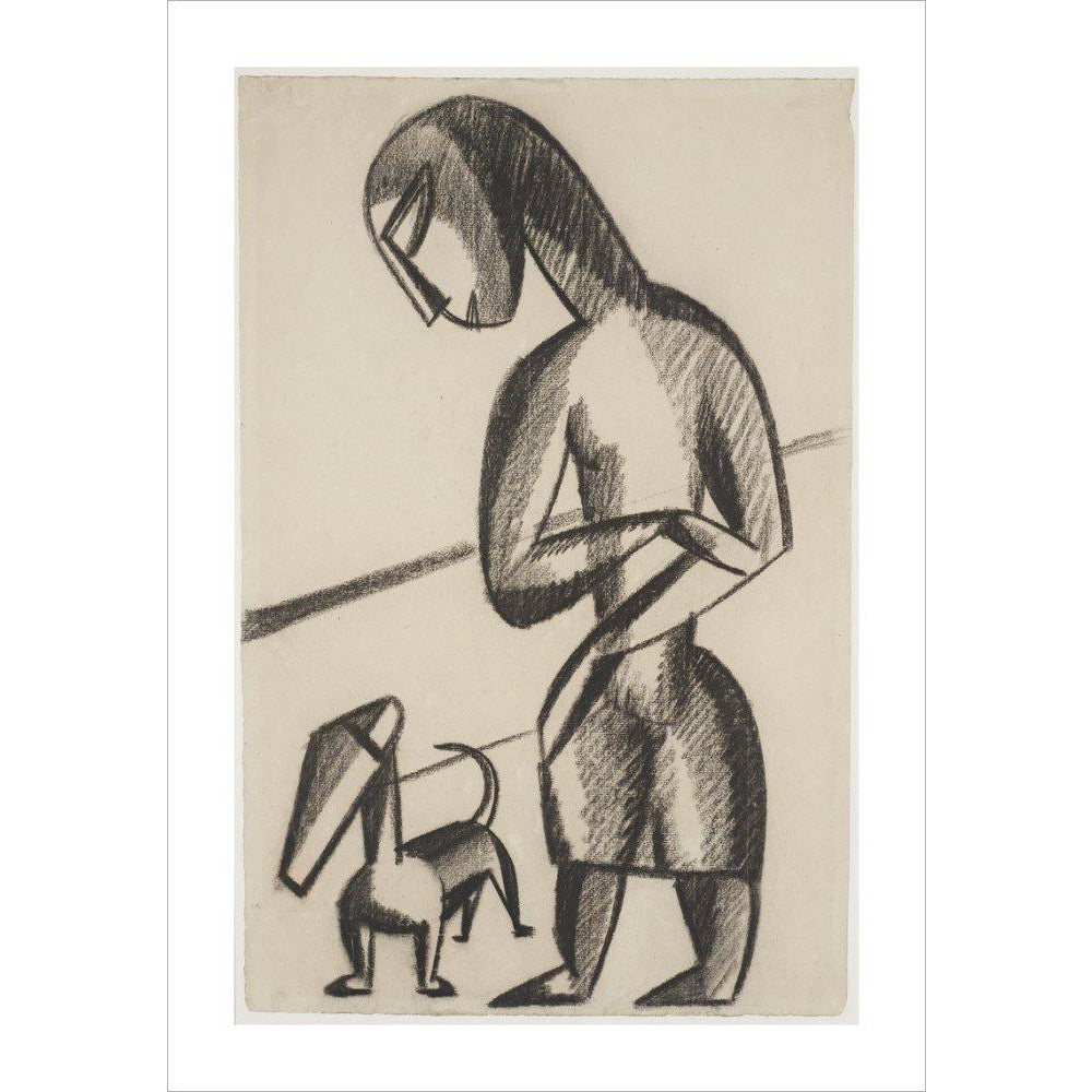 Woman and dog - Art print