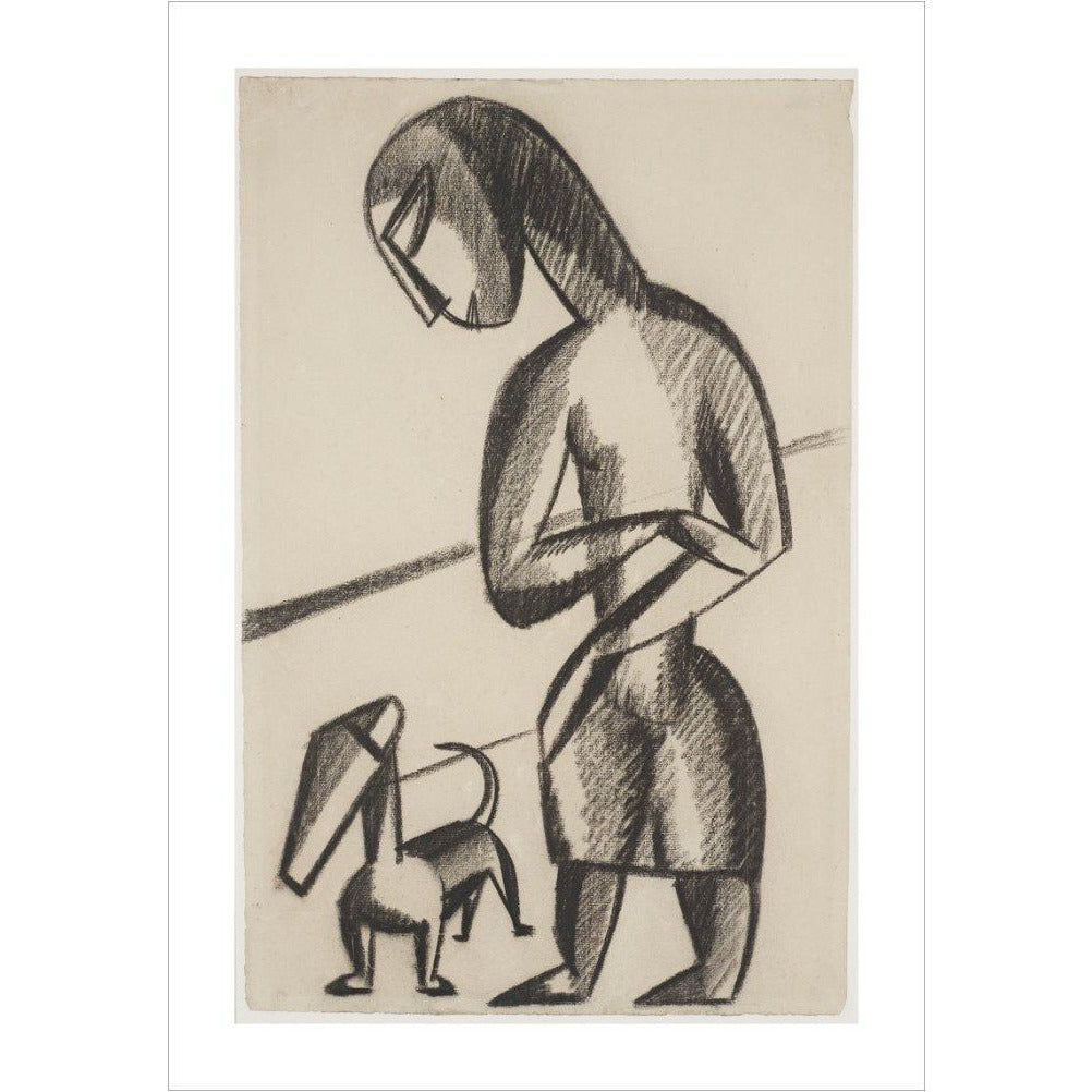 Woman and dog - Art print