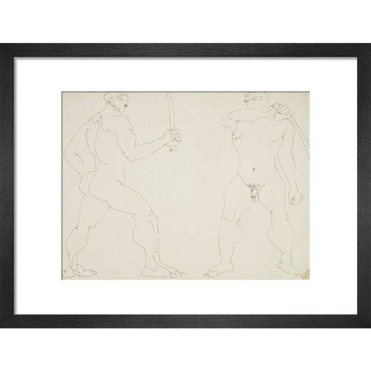 Two nude sword fighters - Art print