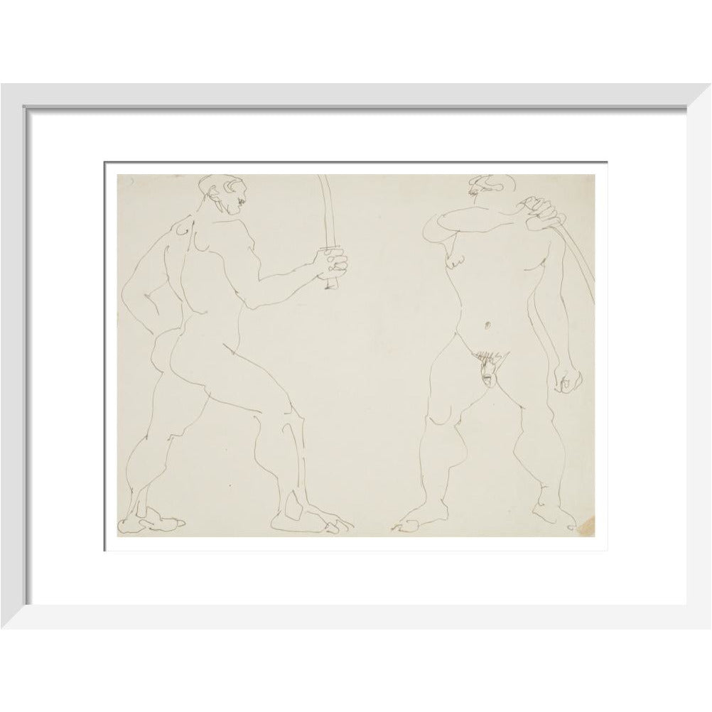 Two nude sword fighters - Art print