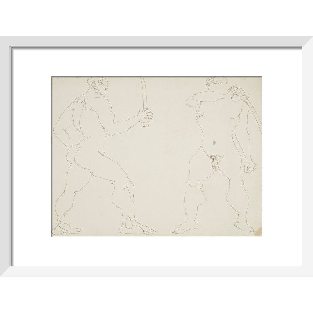 Two nude sword fighters - Art print