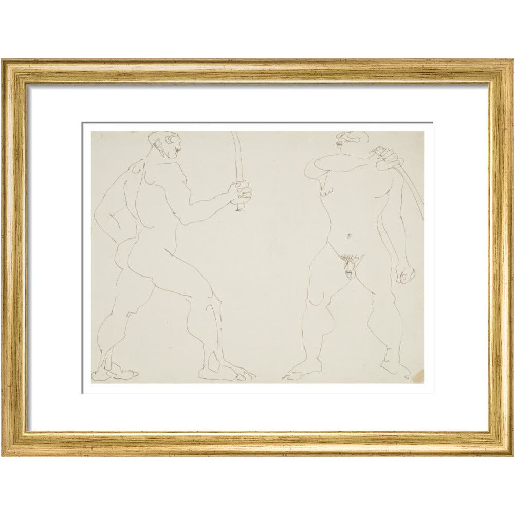 Two nude sword fighters - Art print