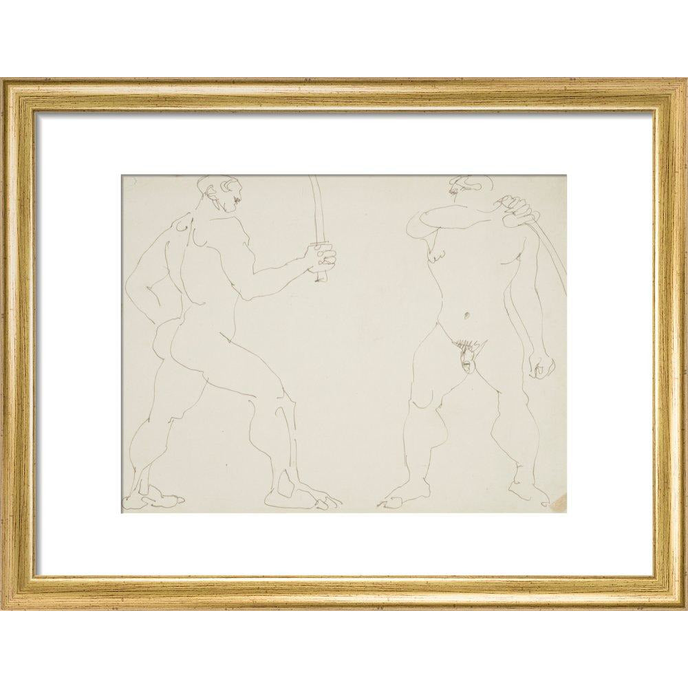 Two nude sword fighters - Art print