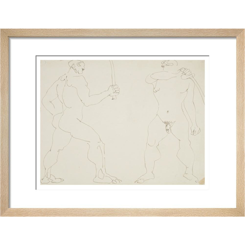 Two nude sword fighters - Art print