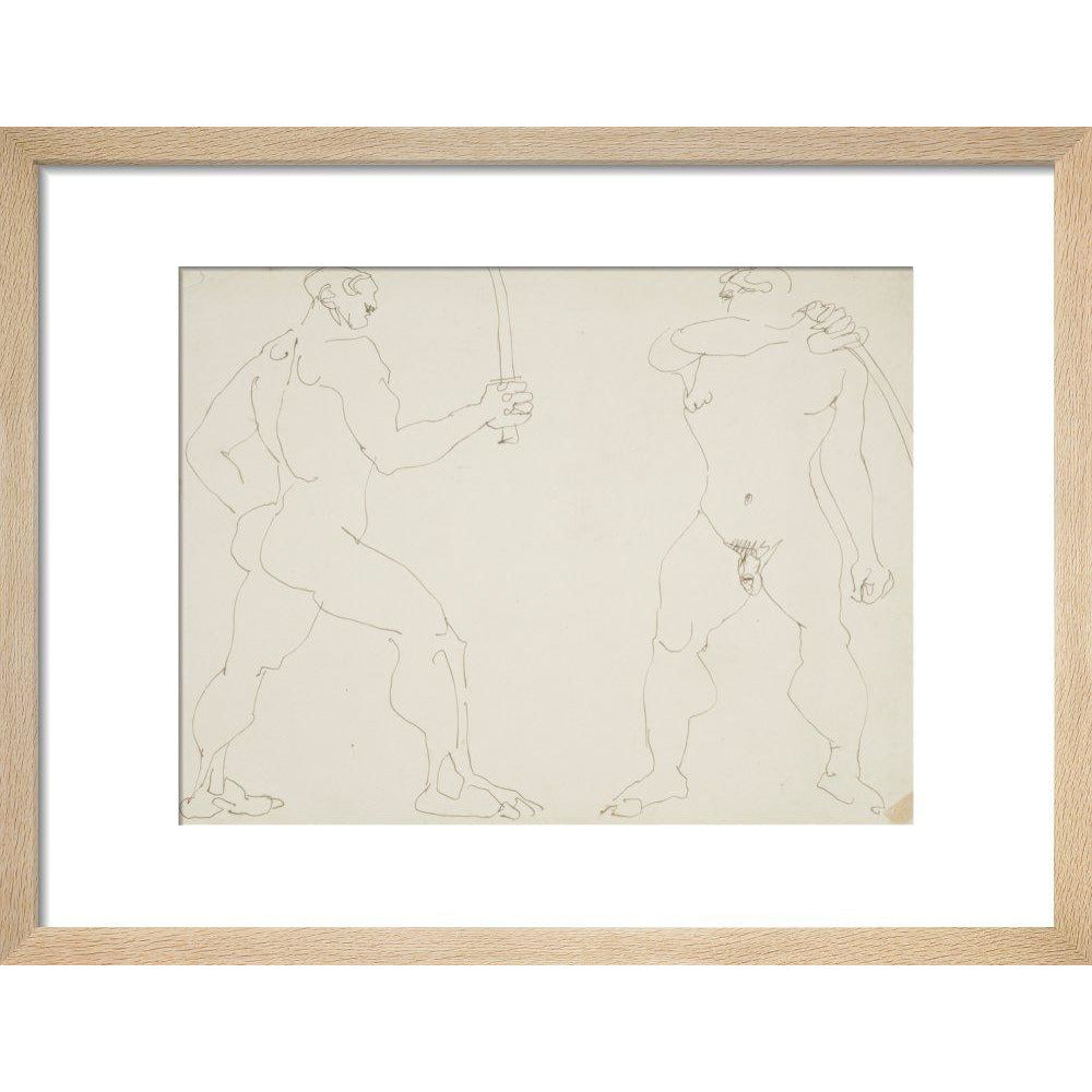 Two nude sword fighters - Art print