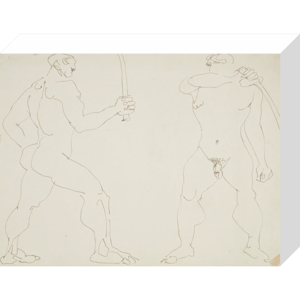 Two nude sword fighters - Art print