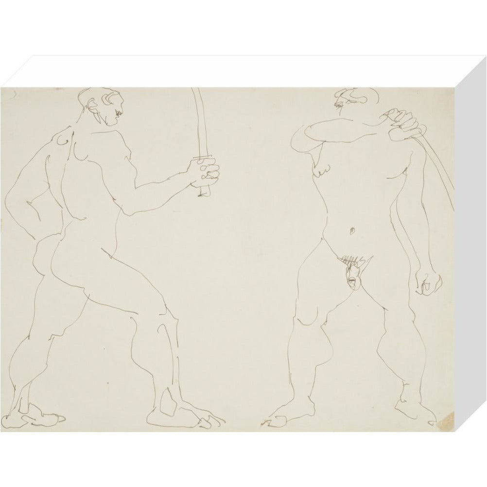 Two nude sword fighters - Art print