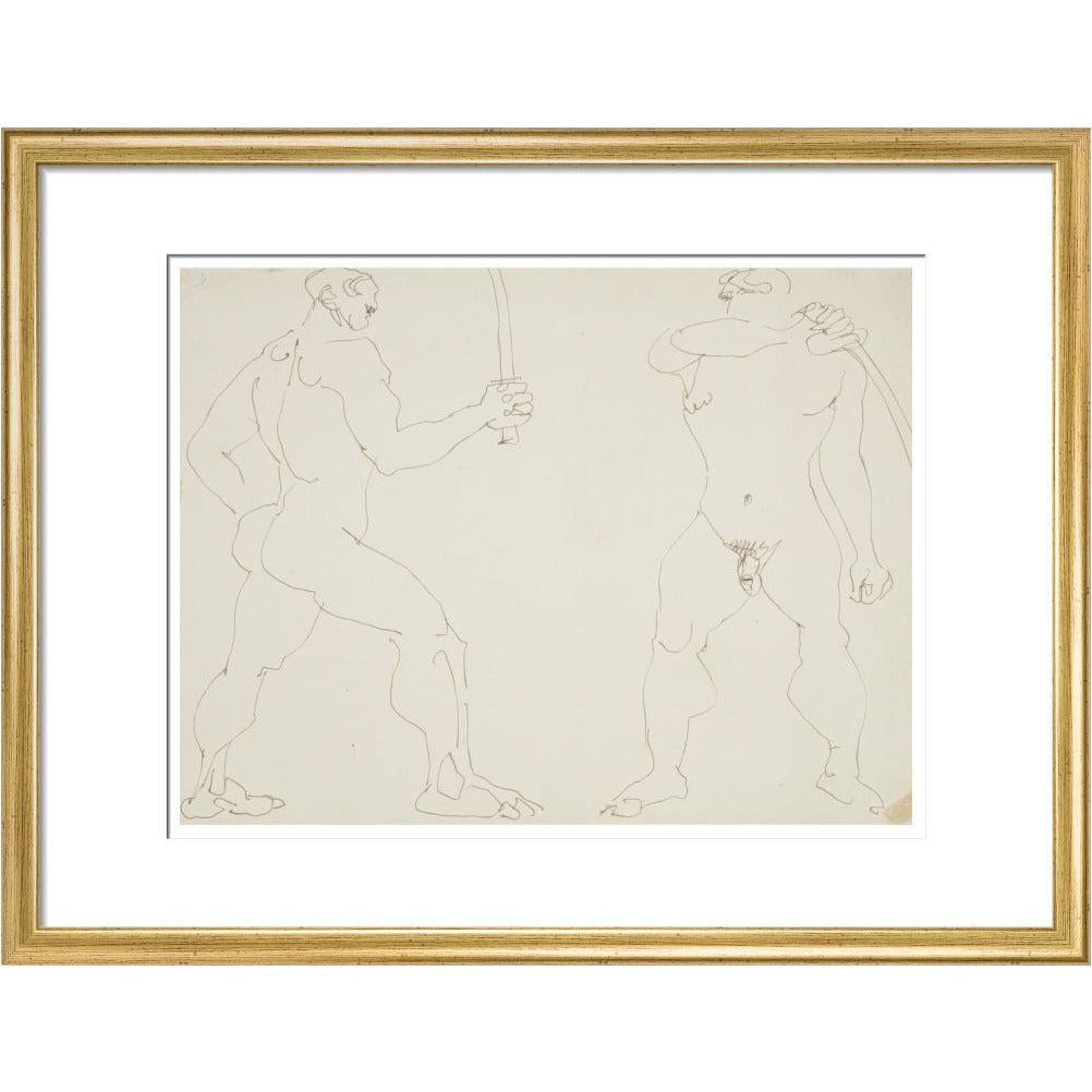 Two nude sword fighters - Art print
