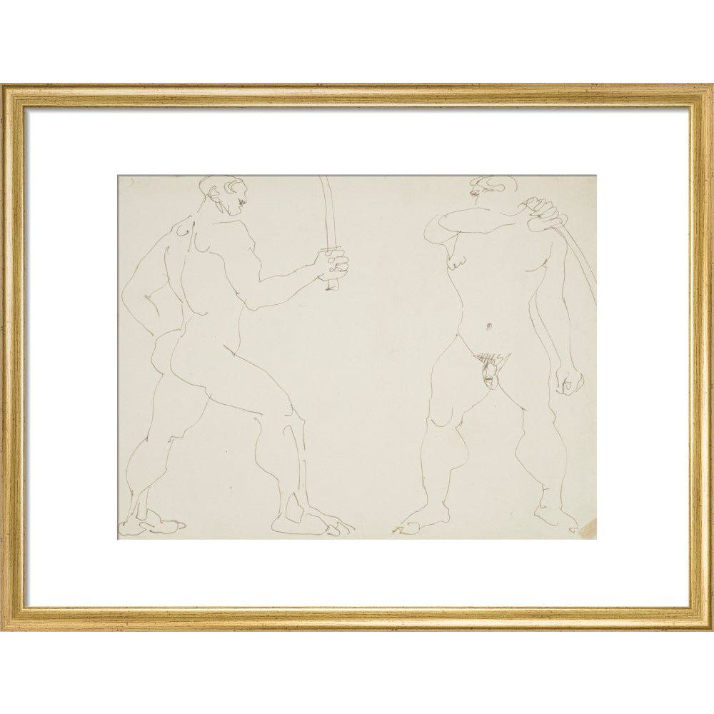 Two nude sword fighters - Art print