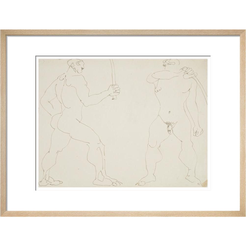 Two nude sword fighters - Art print