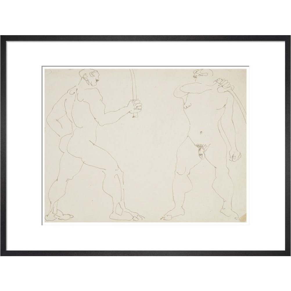 Two nude sword fighters - Art print