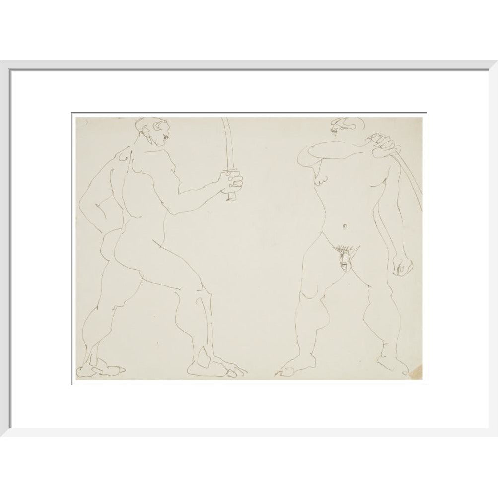 Two nude sword fighters - Art print