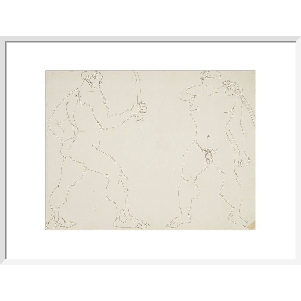 Two nude sword fighters - Art print