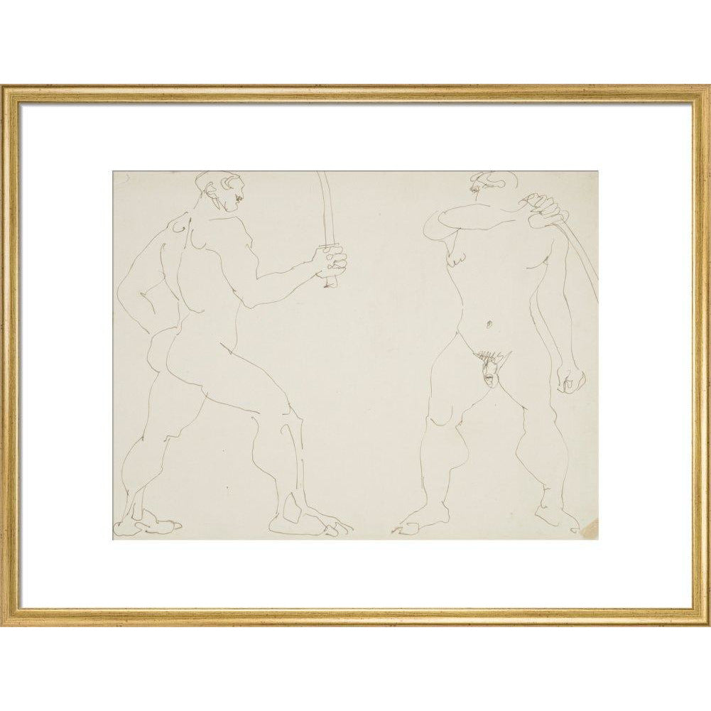 Two nude sword fighters - Art print